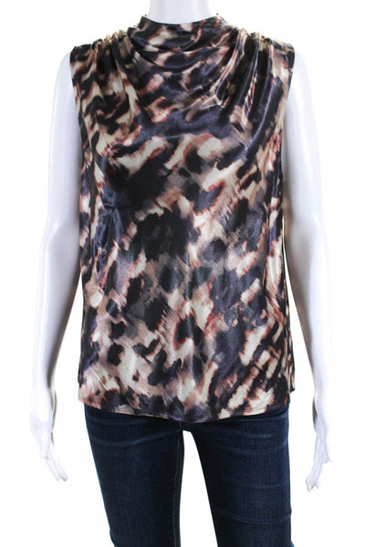 Rails Womens Satin Abstract Print Mock Neck Kaleen Blouse Multicolor Size M