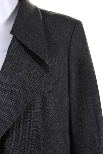 Lafayette 148 New York Womens Fold Lapel Single Button Jacket Black Wool Size 12