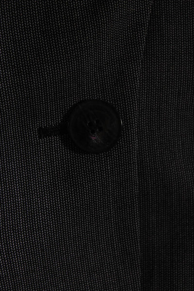 Lafayette 148 New York Womens Fold Lapel Single Button Jacket Black Wool Size 12