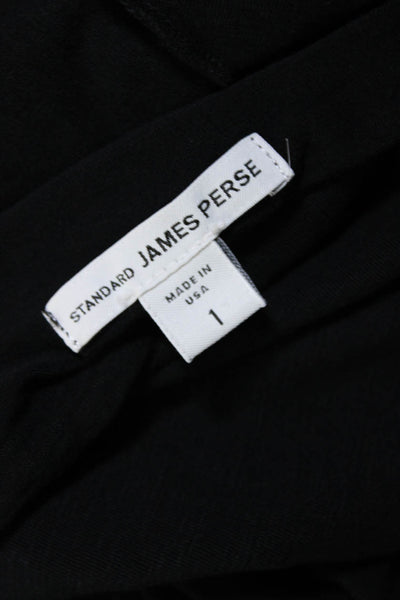 Standard James Perse Womens Long Sleeves Ruched Blouse Black Cotton Size 1