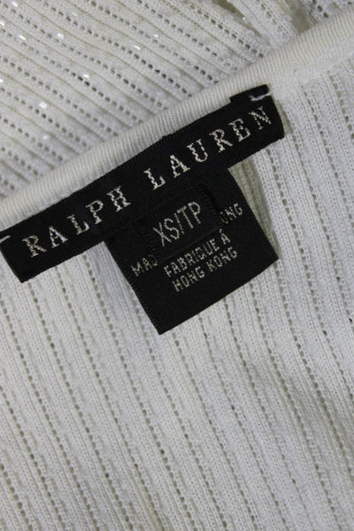 Ralph Lauren Black Label Womens Beaded Sweater White Cotton Size Extra Small