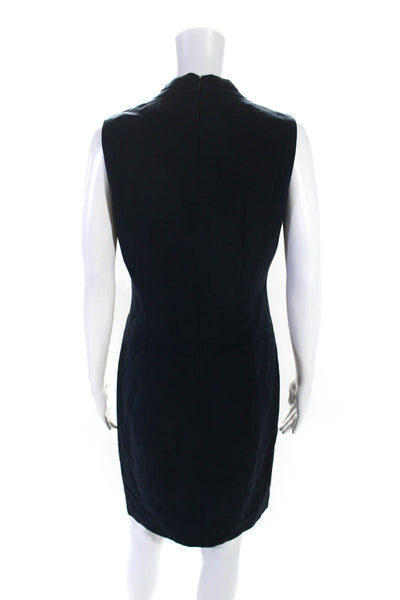 T Tahari Womens V Neck Sleeveless Woven Sheath Dress Navy Blue Size 6