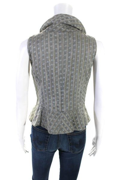 Armani Collezioni Womens Striped Collared Button Up Blouse Vest Gray Size 6