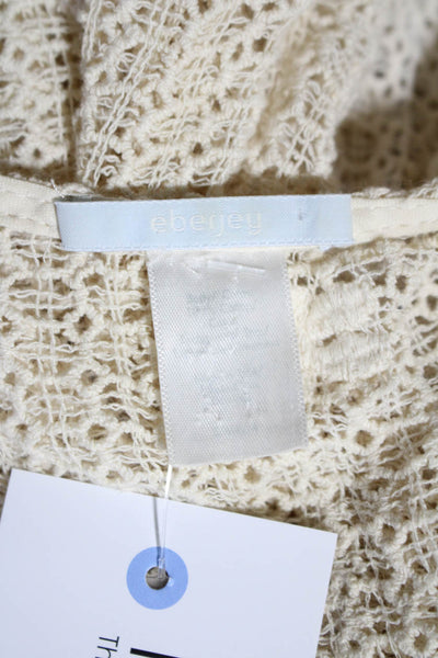 Eberjey Womens Beige Cotton Lace Scoop Neck 3/4 Sleeve A-Line Dress Size S/M