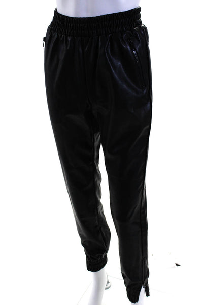 Superdown Womens Faux Leather Pull On Jogger Pants Black Size Extra Extra Small