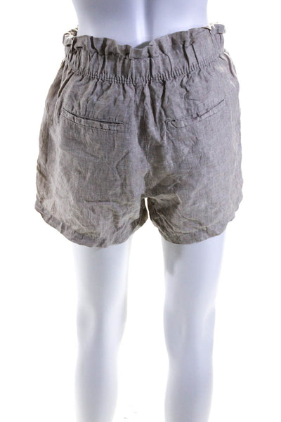 Isaac Mizrahi Womens Linen High Rise Paper Bag Shorts Beige Size Small