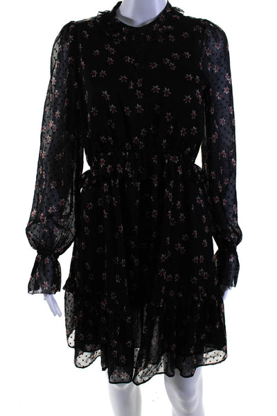 & Other Stories Womens Floral Print Button Down A Line Dress Black Size 6