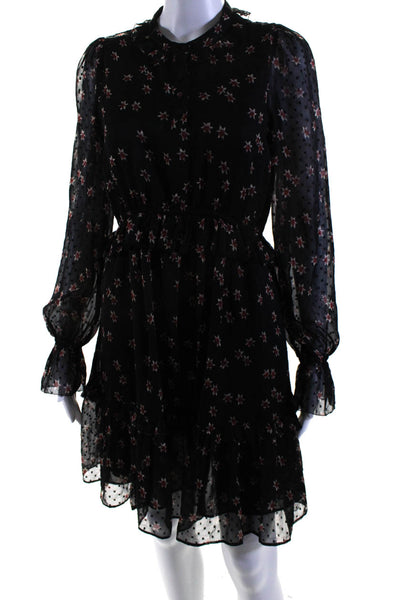 & Other Stories Womens Floral Print Button Down A Line Dress Black Size 6