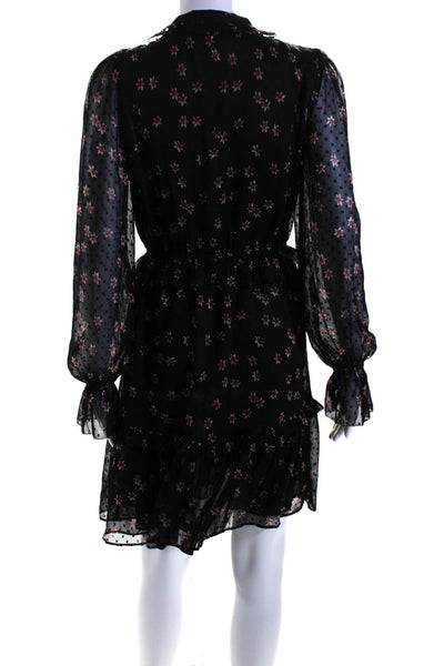 & Other Stories Womens Floral Print Button Down A Line Dress Black Size 6