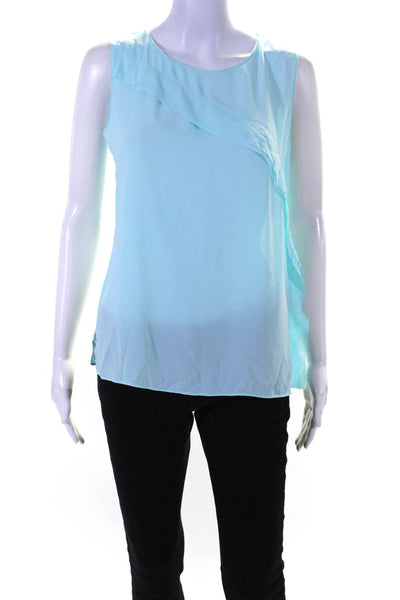 T Tahari Womens Overlay Detail Sleeveless Tank Top Powder Blue Size Small