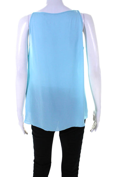 Elie Tahari Womens Key Hole Neck Spaghetti Strap Tank Top Sky Blue Size Small