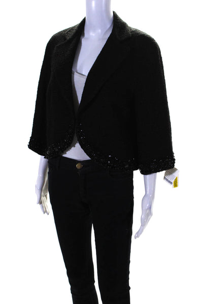 Lafayette 148 New York Womens Long Sleeves Beaded Open Front Blazer Black Size 1