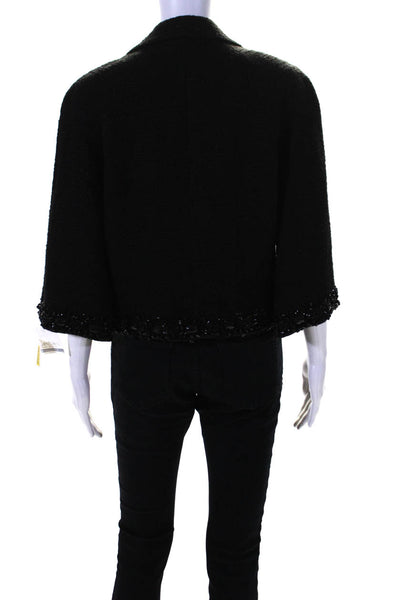 Lafayette 148 New York Womens Long Sleeves Beaded Open Front Blazer Black Size 1