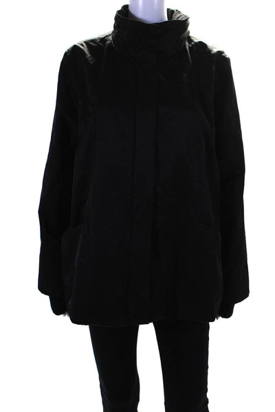 Eileen Fisher Women's Long Sleeves Full Zip Pockets Basic Coat Black Size L