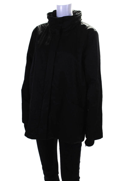 Eileen Fisher Women's Long Sleeves Full Zip Pockets Basic Coat Black Size L