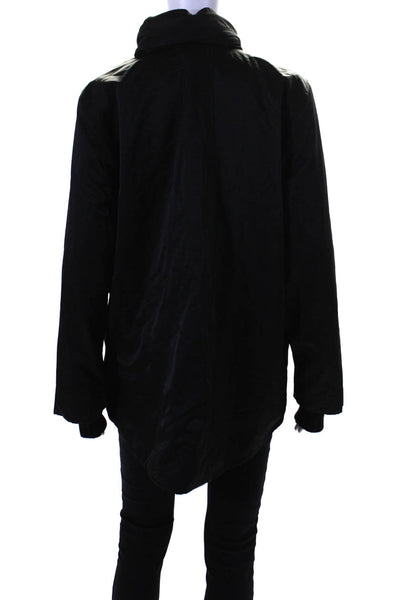 Eileen Fisher Women's Long Sleeves Full Zip Pockets Basic Coat Black Size L