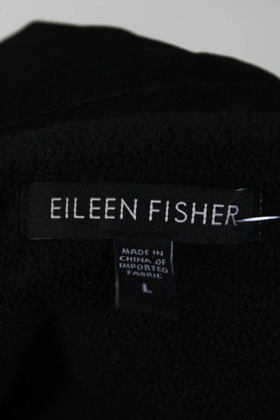 Eileen Fisher Women's Long Sleeves Full Zip Pockets Basic Coat Black Size L