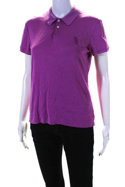 Ralph Lauren Women's Collared Short Sleeves Cotton Polo Shirt Pink Size L