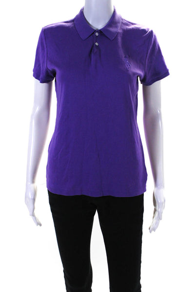 Ralph Lauren Women's Collared Short Sleeves Polo Shirt Purple Size L