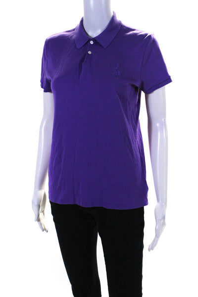 Ralph Lauren Women's Collared Short Sleeves Polo Shirt Purple Size L