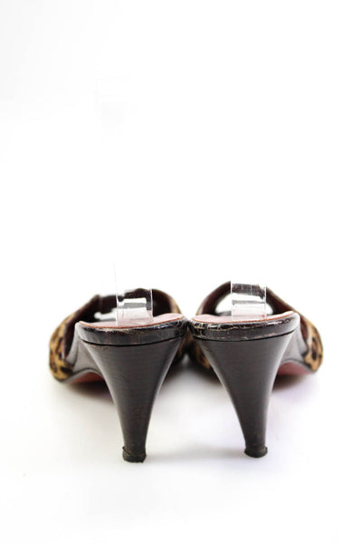 Donald J Pliner Womens Leopard Print Cross Strap Sandals Brown Leather Size 7.5M