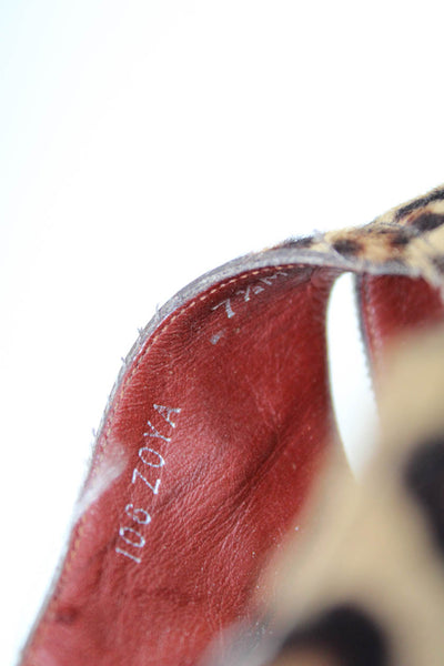 Donald J Pliner Womens Leopard Print Cross Strap Sandals Brown Leather Size 7.5M
