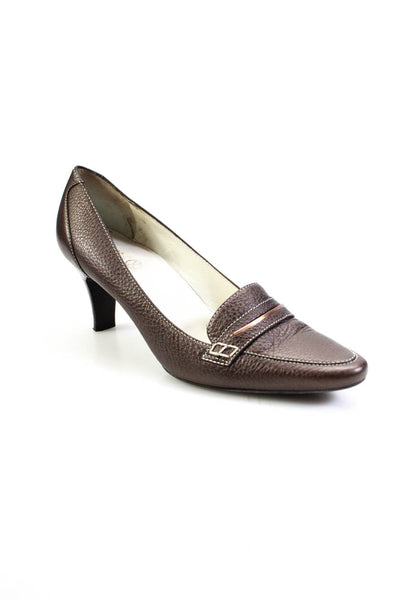 Cole Haan Womens Block Heel Pointed Toe Grain Leather Pumps Brown Size 8B