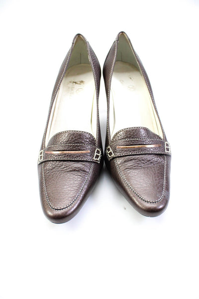 Cole Haan Womens Block Heel Pointed Toe Grain Leather Pumps Brown Size 8B