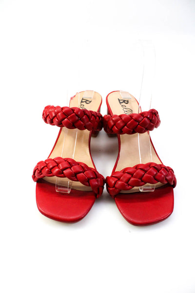 Bellini Womens Fuss Braided Faux Leather Block Heel Mules Sandals Red Size 8