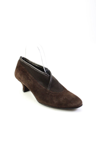 Thierry Rabotin Womens Almond Toe Ponte Trim Slip On Pumps Brown Suede 37.5 7.5