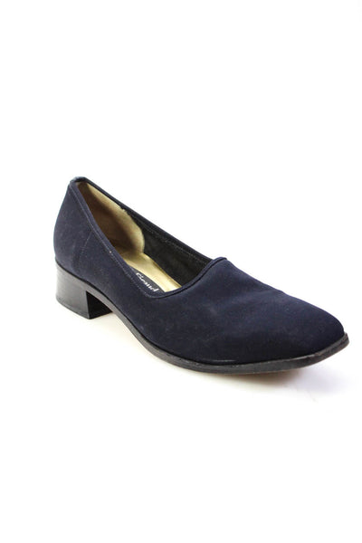 Louis Feraud Womens Square Toe Ponte Slip On Low Heel Pumps Navy Size 9