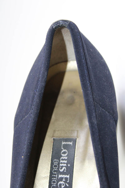 Louis Feraud Womens Square Toe Ponte Slip On Low Heel Pumps Navy Size 9