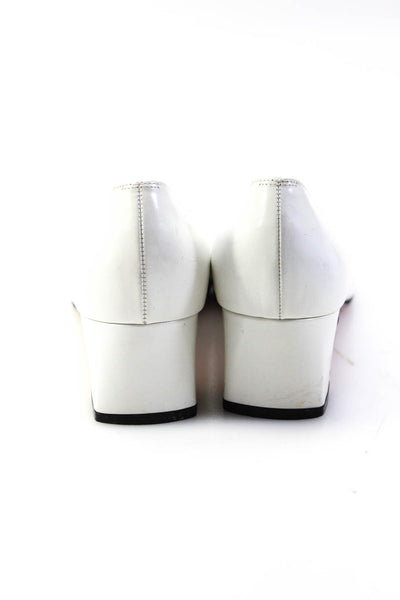 Salvatore Ferragamo Womens White Leather Embellished Pumps Shoes Size 7AA