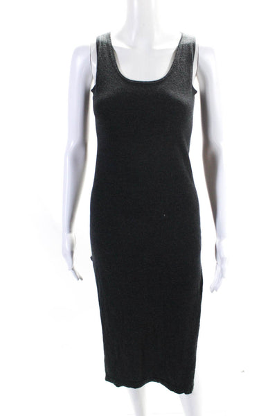 Christopher Fischer Womens High Slit Knit Sheath Tank Dress Gray Size Small