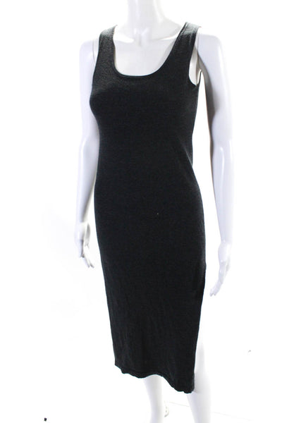 Christopher Fischer Womens High Slit Knit Sheath Tank Dress Gray Size Small