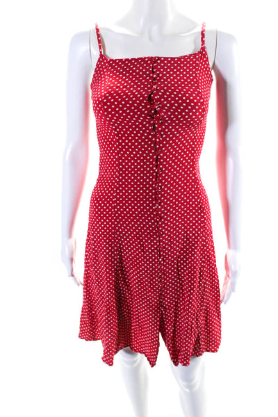 Privacy Please Womens Polka Dot Spaghetti Strap Sheath Dress Red White Size XXS