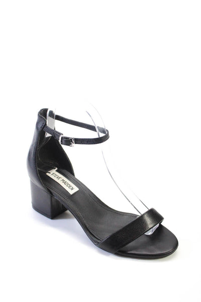 Steve Madden Womens Irenee Ankle Strap Block Heel Sandals Black Leather Size 6.5