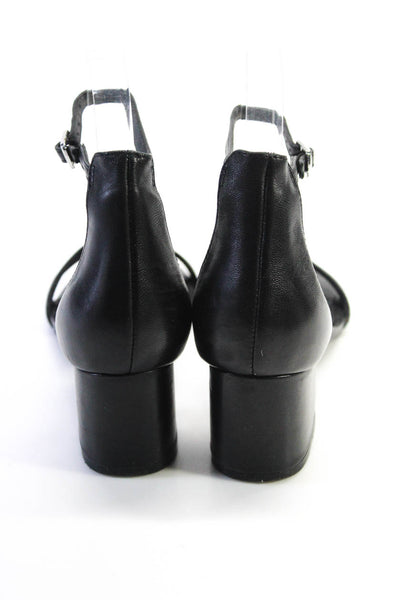 Steve Madden Womens Irenee Ankle Strap Block Heel Sandals Black Leather Size 6.5