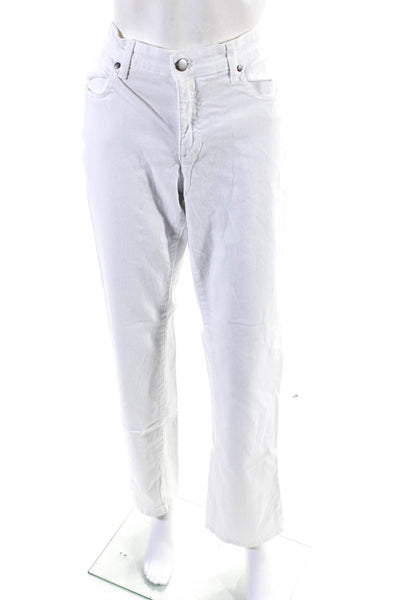 Eileen Fisher Womens Cotton Denim Mid-Rise Straight Leg Jeans White Size 10