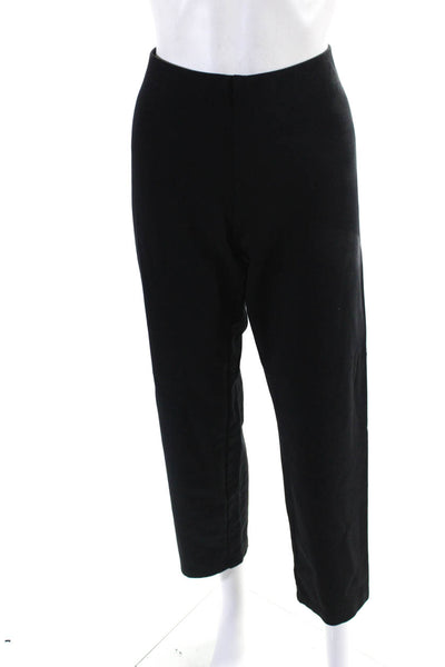 Eileen Fisher Womens Elastic Waist Mid-Rise Straight Leg Trousers Black Size M