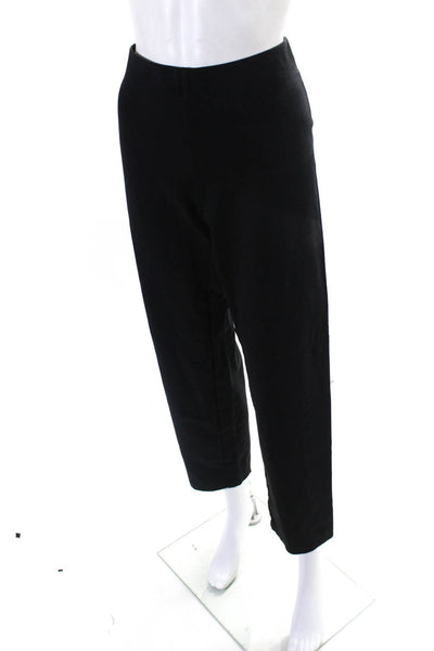 Eileen Fisher Womens Elastic Waist Mid-Rise Straight Leg Trousers Black Size M