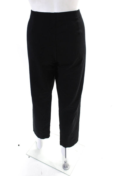 Eileen Fisher Womens Elastic Waist Mid-Rise Straight Leg Trousers Black Size M