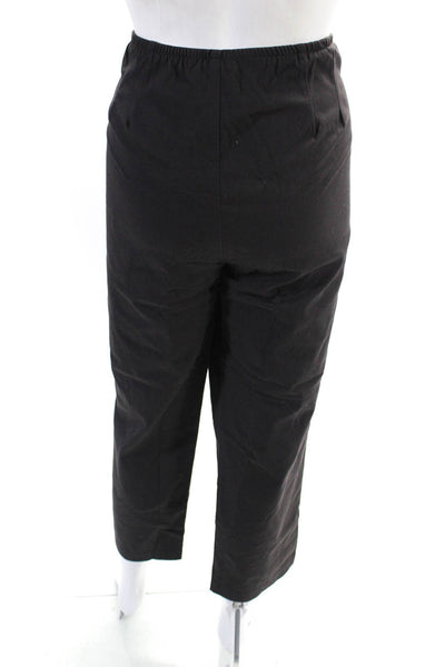 Eileen Fisher Womens Mid Rise Elastic Waist Split Hem Trousers Black Size 10P