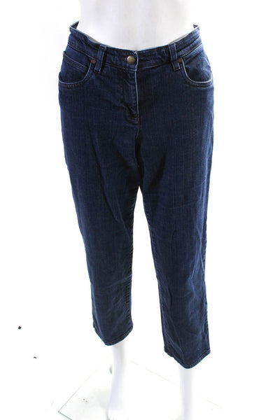 Eileen Fisher Womens Cotton Denim Mid Rise Dark Wash Capri Jeans Blue Size 12