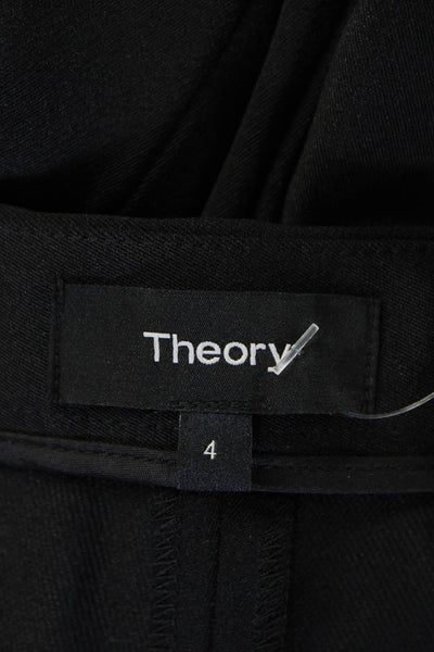 Theory Women's Button Closure Flat Front Straight Leg Dress Pant Black Size 4