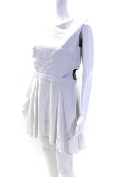 Sally LaPointe Womens Laminated Tweed Cutout A Line Dress White Size S