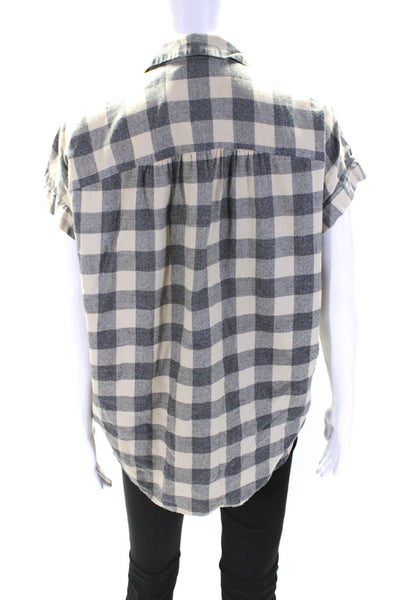 Madewell Womens Cotton Plaid Print Collared Button Down Shirt Top Beige Size XS