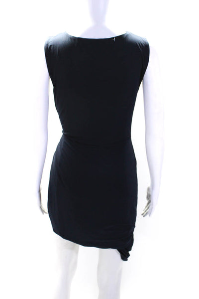 T Tahari Womens Knotted Mesh Sleeveless Midi Sheath Dress Navy Blue Size Small