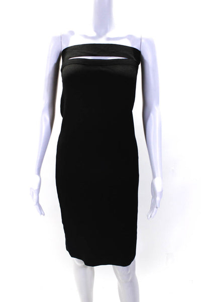 Elie Tahari Womens Knit Halter Sleeveless Bodycon Sheath Dress Black Size Small