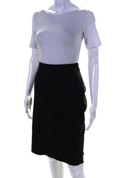 Escada Womens Cotton Darted Zipped Midi Straight Casual Skirt Black Size EUR42